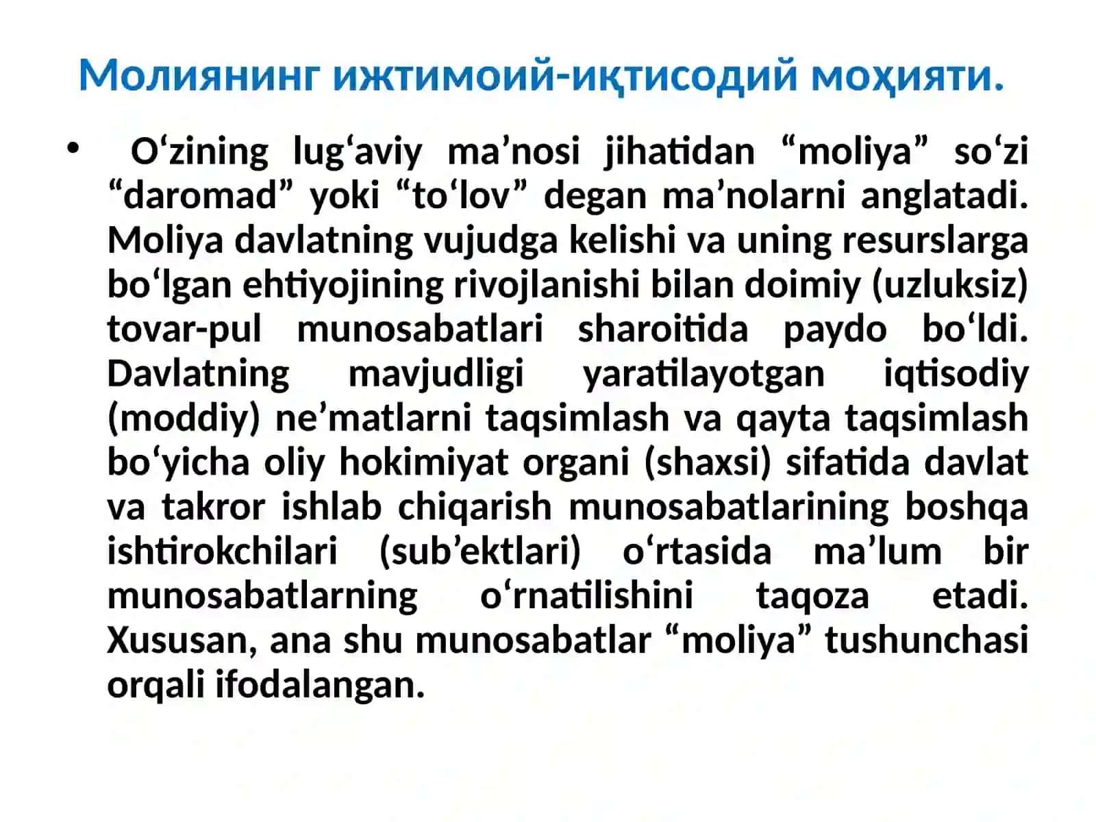 Moliyaasoslarifanigakirish 2