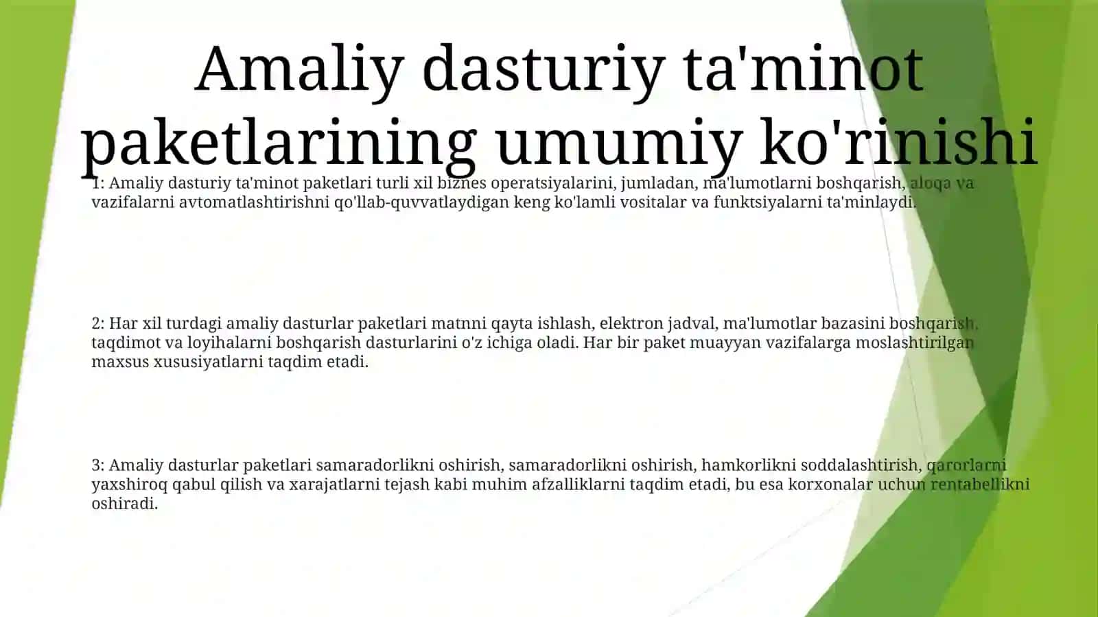 Iqisodiy Sohalarda Amaliy Dasturlar Paketlaridan Foydalanish 2