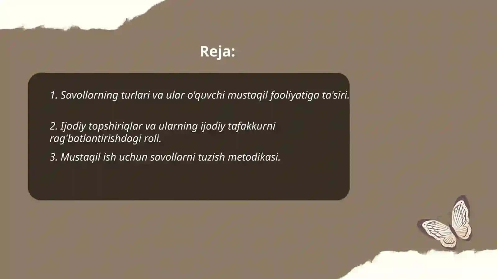 Savol va topshiriqlarning o'quvchi mustaqil faoliyatini tashkil etishdagi va ijodiy tafakkurini o'stirishdagi o'rni 2