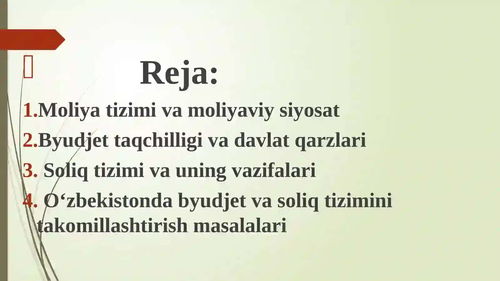 Moliya Tizimi va Moliyaviy Siyosat 2