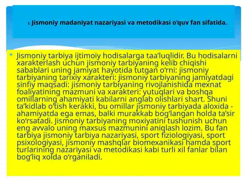 Jismoniymadaniyat nazariyasi va metodikasi fanining maqsadi va vazifalari 2