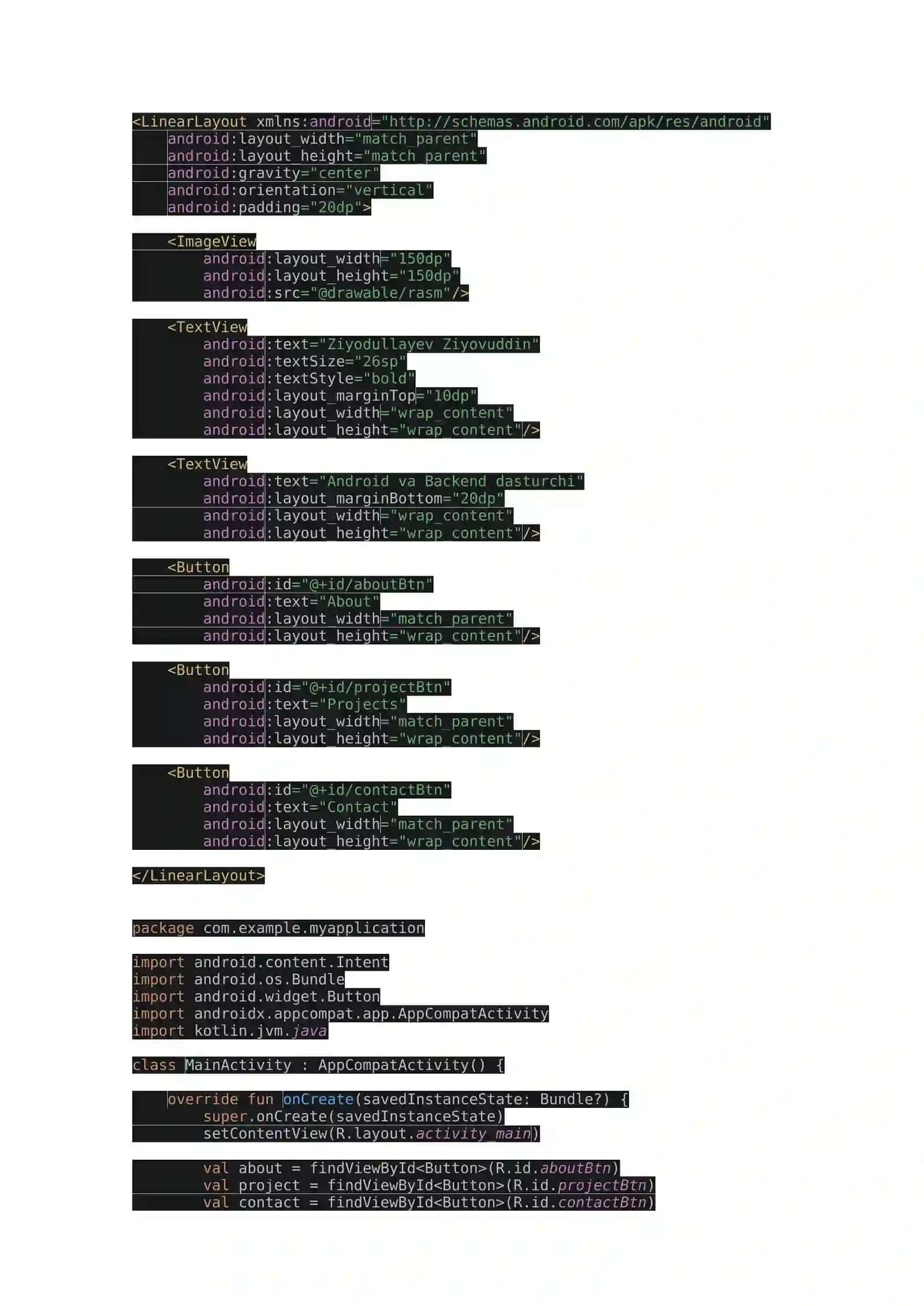 Android va Backend dasturchi 2