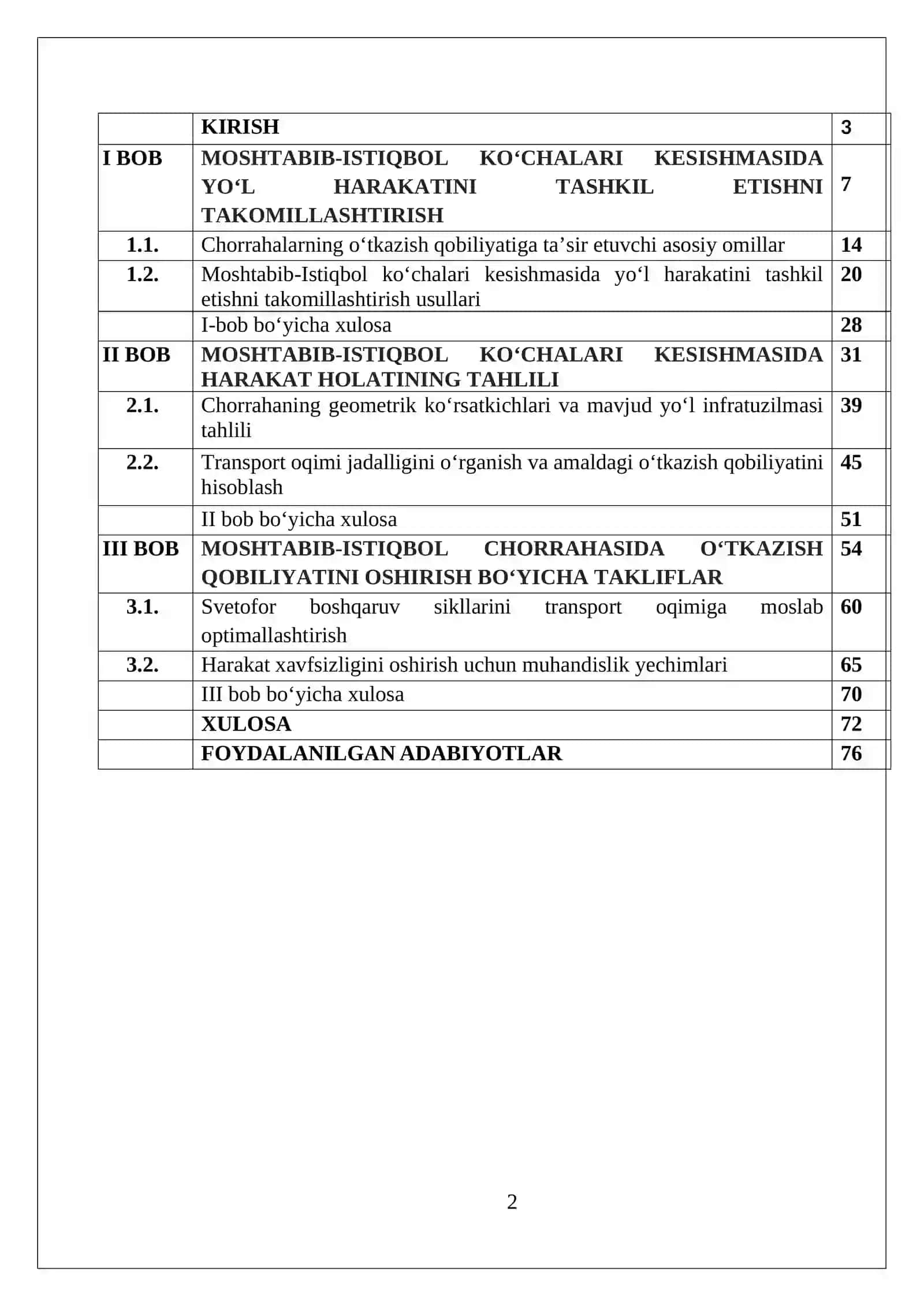 MOSHTABIB-ISTIQBOL KO‘CHALARI KESISHMASIDA YO‘L HARAKATINI TASHKIL ETISHNI TAKOMILLASHTIRISH 2