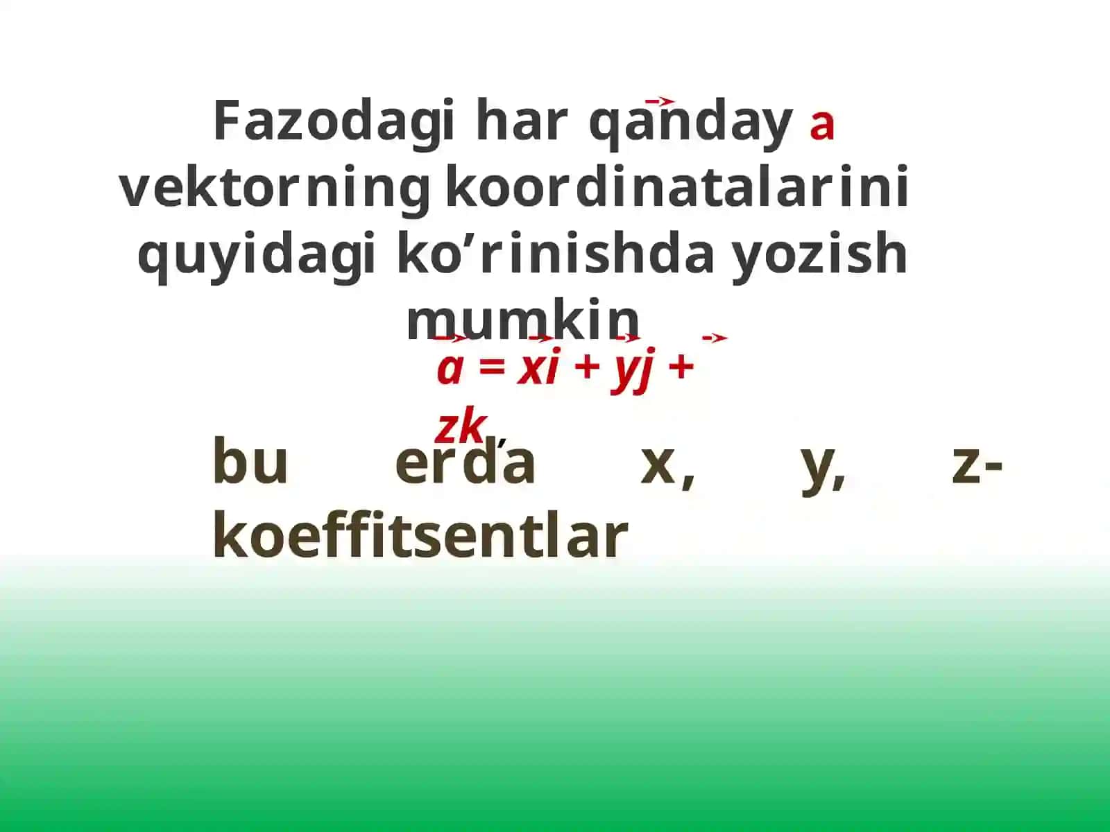 Dekart koordinatalar va vektorlar 2