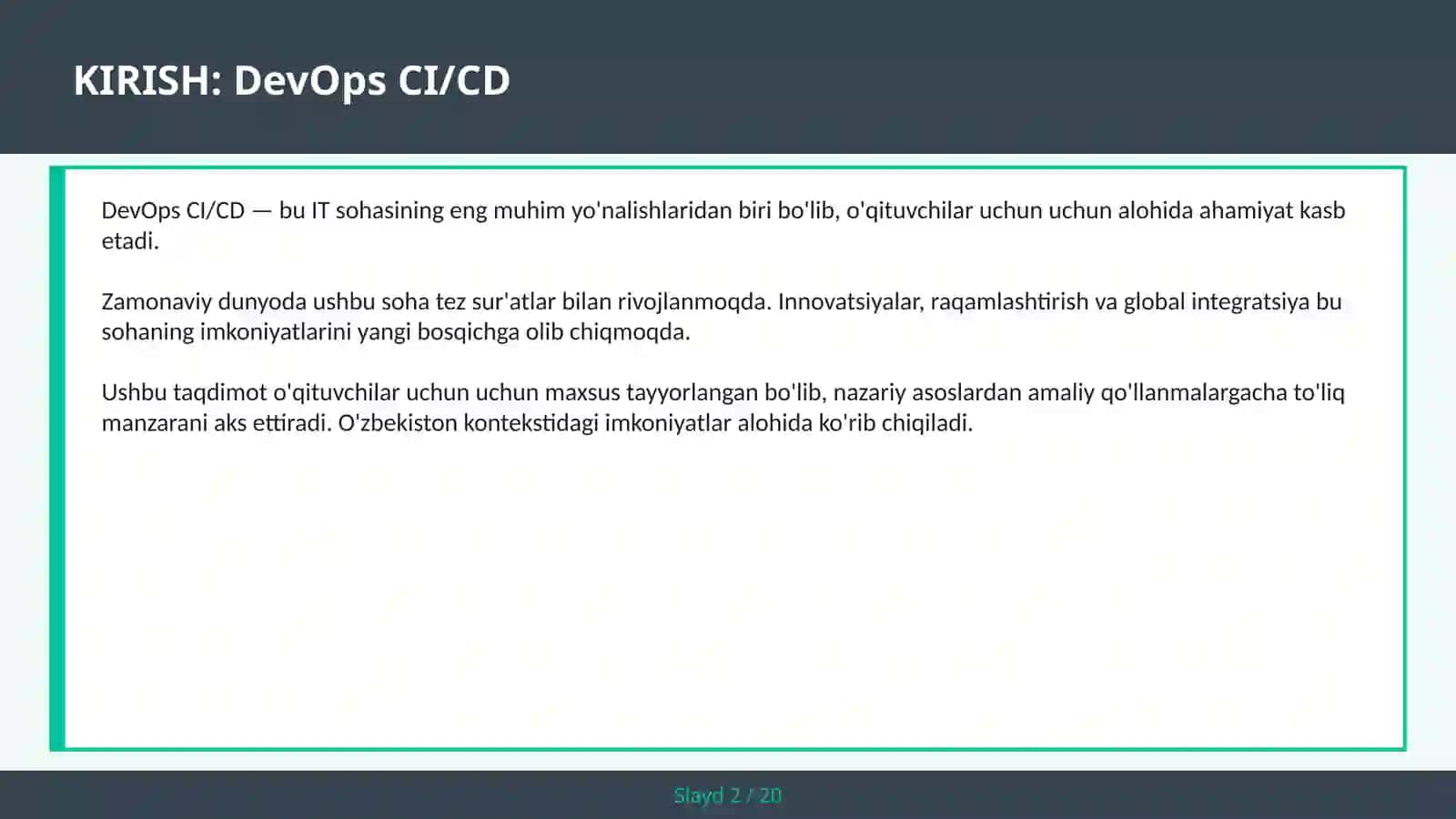 KIRISH: DevOps CI/CD 2
