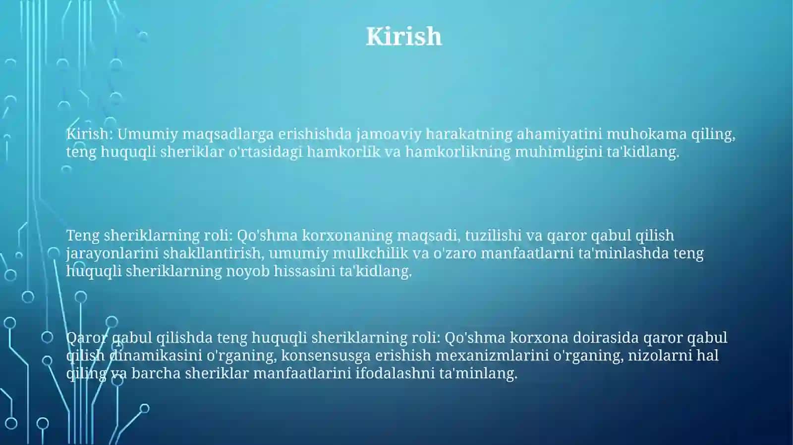 Teng Bog‘lovchilar roli qo‘shma gapni tashkil etishda 2