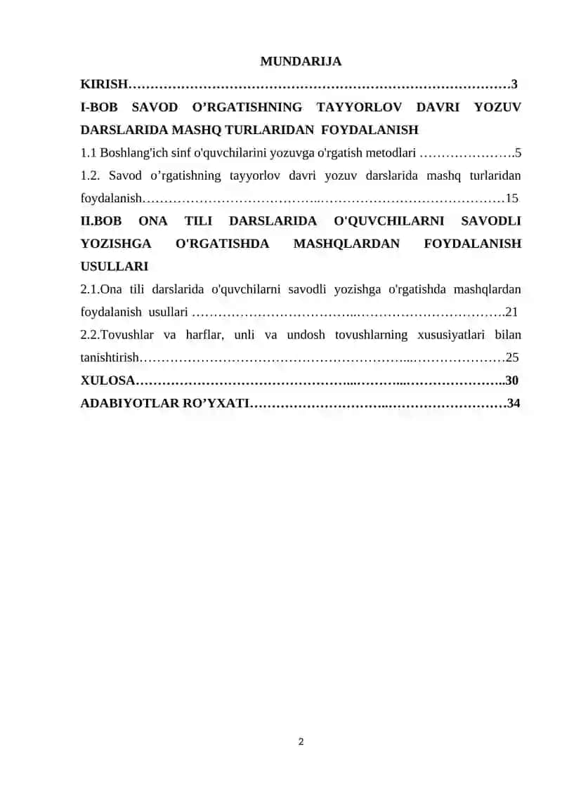 Savod o‘gatishda tayyorlov davri, yozuv darslarini tashkil etish. 2