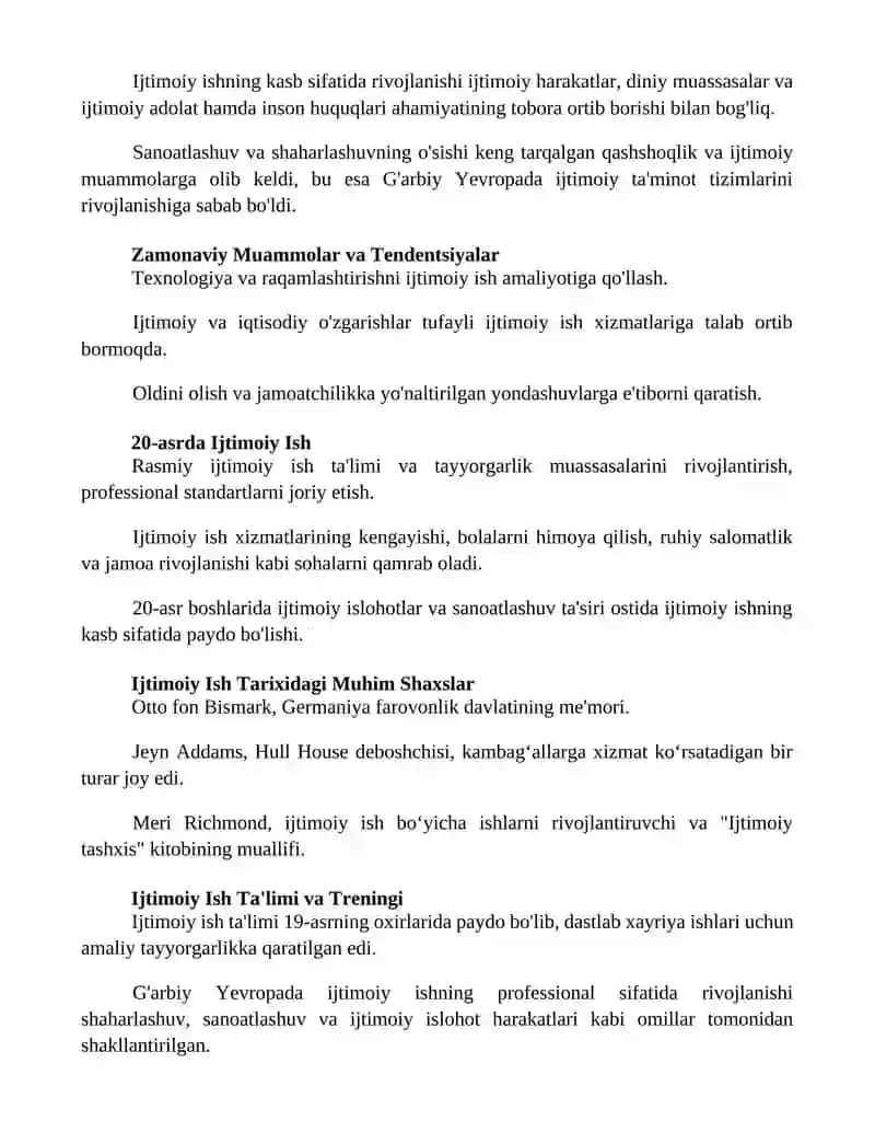 G'arbiy Yevropada ijtimoiy ishning kasb turi sifatida rivojlanishi 2