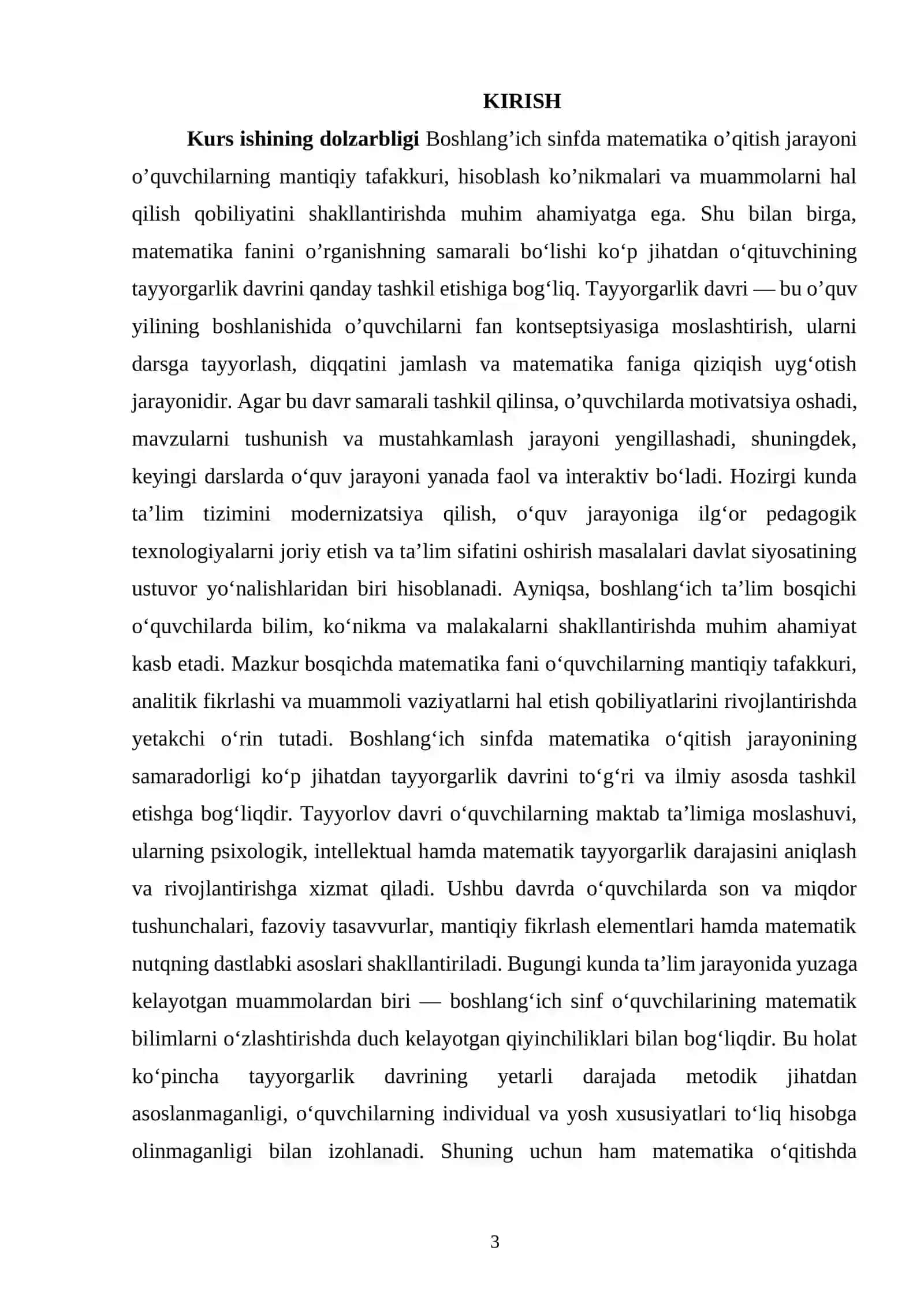 Boshlang'ich sinfda matematika o'qitishda tayyorgarlik davrini tashkil etish metodikasi 2