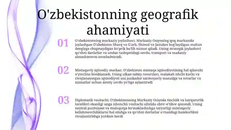 OʻZbekistonning Markaziy Osiyoda Tinchlik Va Barqarorlikni TaʼMinlashdagi OʻRni 2