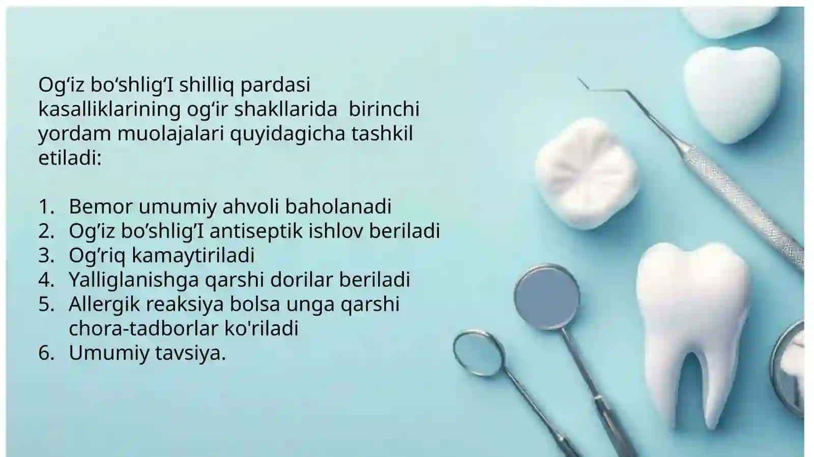 Og‘izbo‘shlig‘ishilliq pardasi kasalliklarining og‘ir shakllarida bemorga birinchi yordam muolajalari 2