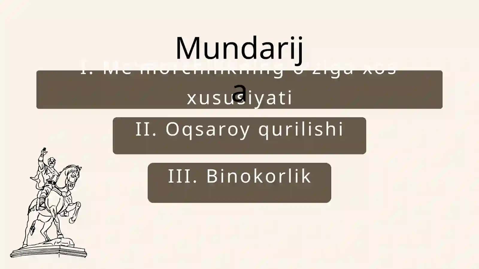 TEMURIYLAR DAVRIDA ME'MORCHILIGI 2