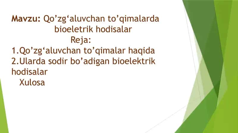 Qo’zg‘aluvchan to’qimalarda Bioelektrik Hodisalar 2