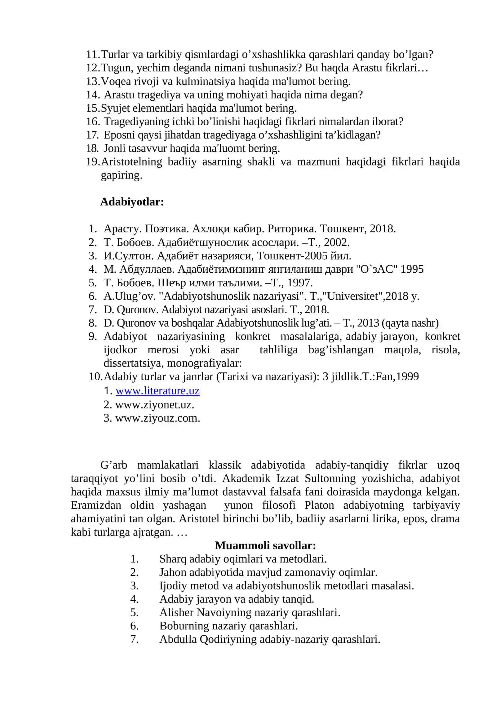 2-аmaliy: Aristotel va uning “Poetika” asari (2 sоat) 2