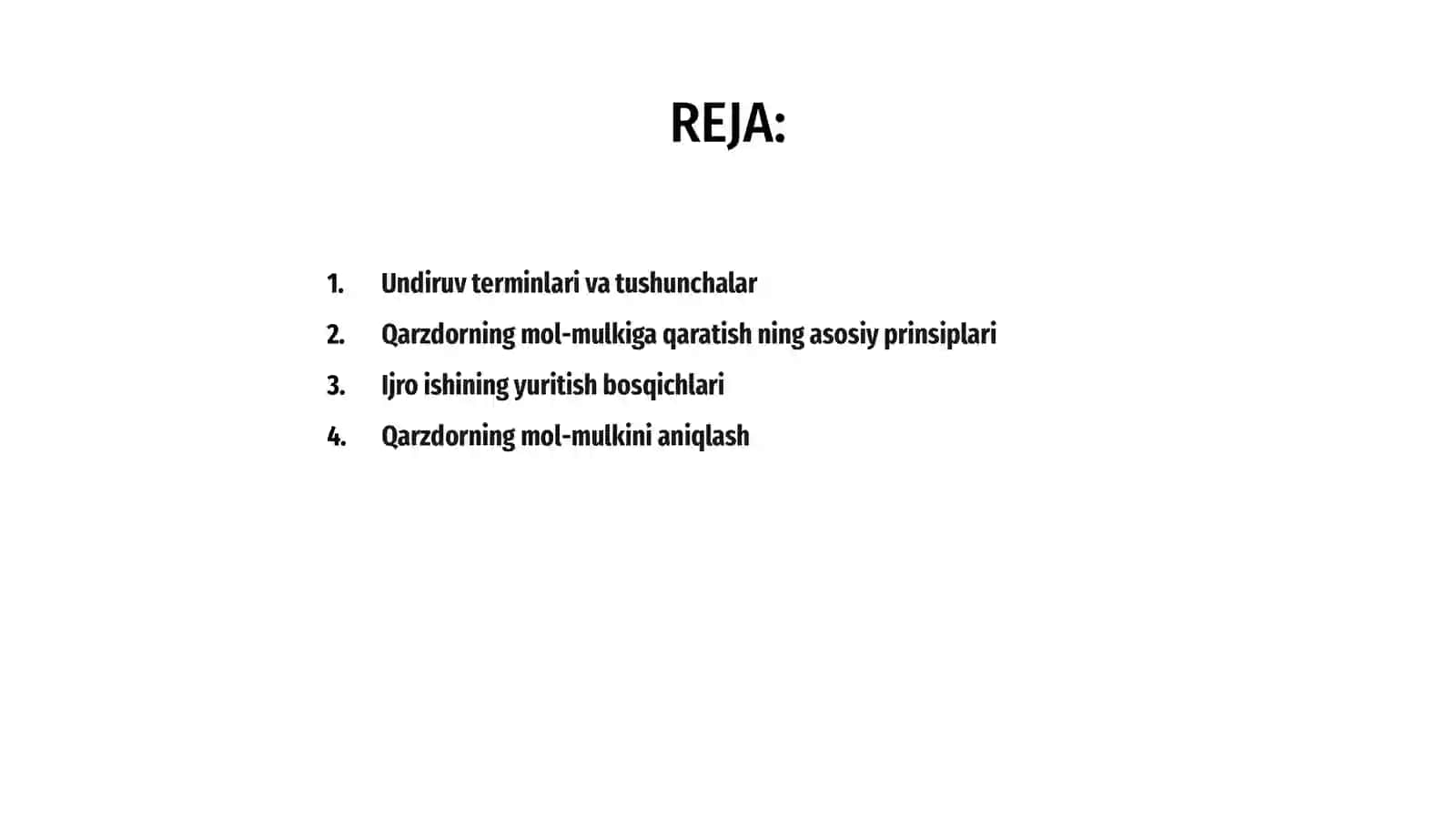 Undiruvni qarzdorning mol-mulkiga qaratish 2