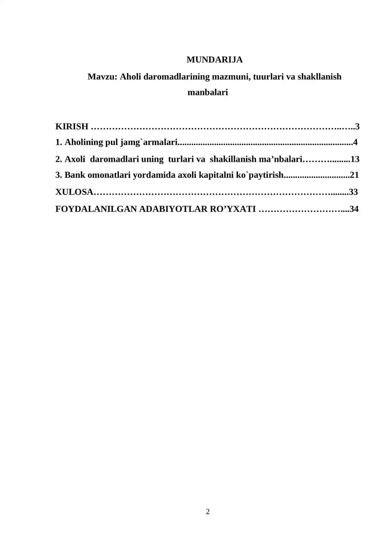Aholi daromadlarining mazmuni, tuurlari va shakllanish manbalari 2