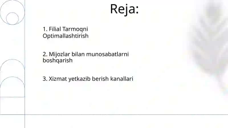 Chakana xizmatlarni tashkil etish yo'qlarl 2