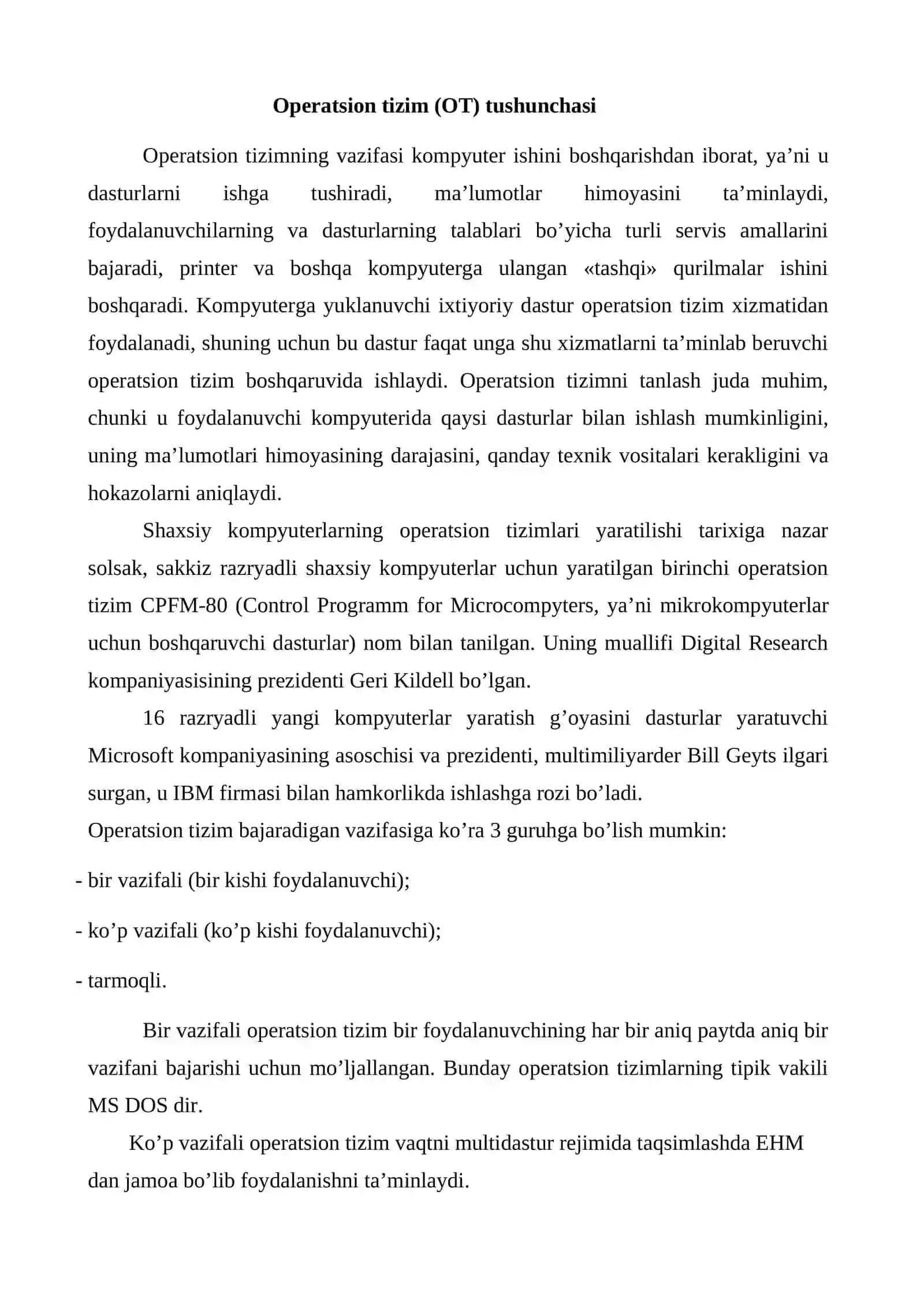 ZAMONAVIY OPERATSION TIZIMLARNING QIYOSIY TAHLILI 2