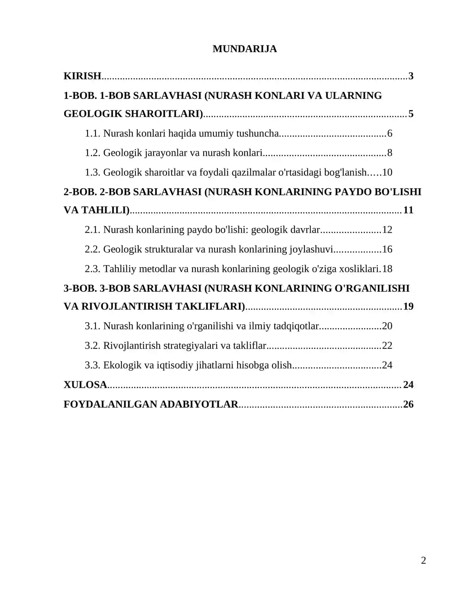 FOYDALI QAZILMALAR GELOGIYASI FANIDAN KURS ISHI 2