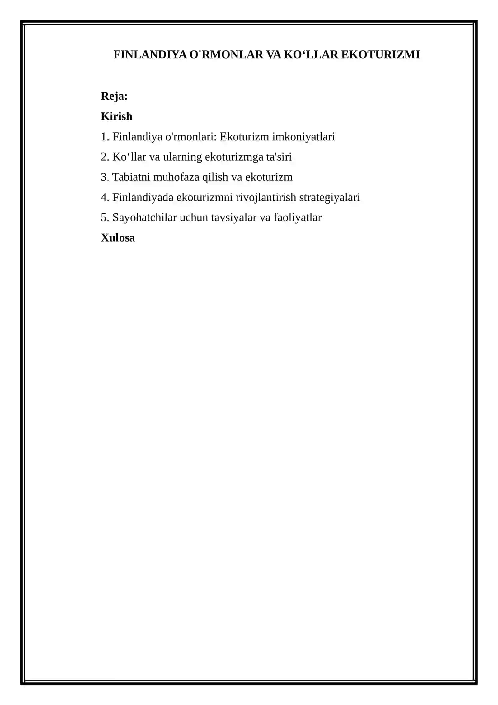Finlandiya o'rmonlar va ko‘llar ekoturizmi 2