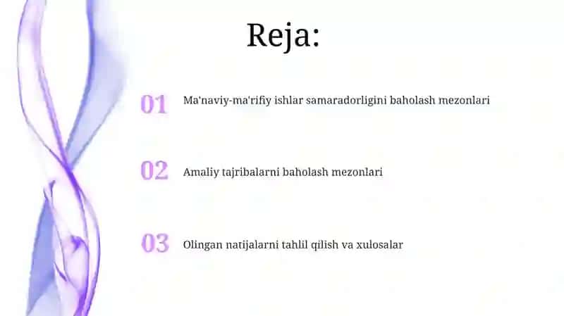 Ma'naviy-ma'rifiy ishlar samaradorligini baholash mezonlari 2