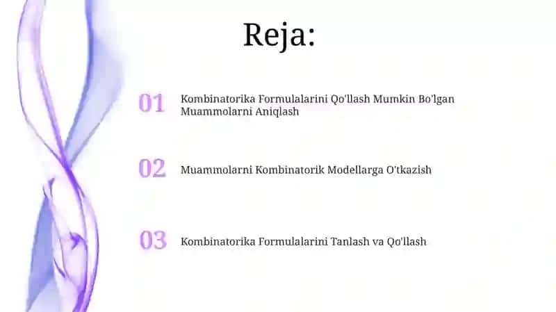 Kombinotorika Formulalarini Qo'llash Mumkin Bo'lgan Muammolarni Aniqlash 2