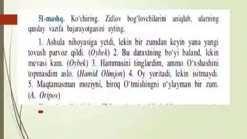 ZIDLOV BOG’LOVCHILARI YORDAMIDA BOG’LANGAN QO’SHMA GAPLAR 2
