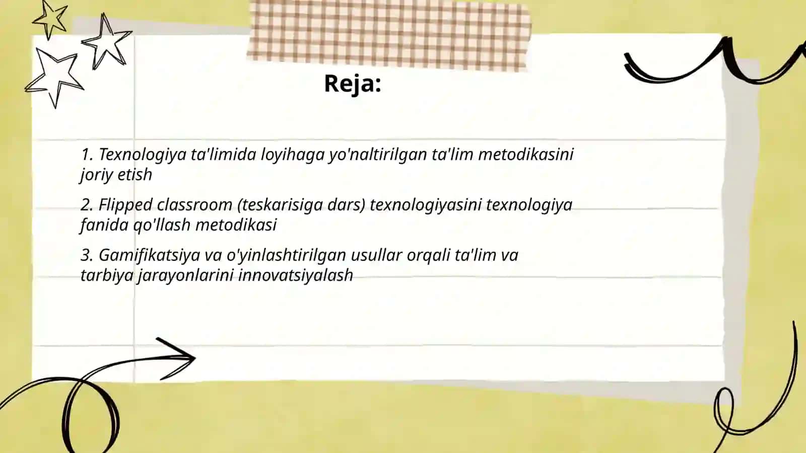 Texnologiya ta'limi nazariyasi va metodikasi fanidan ta'limiy va tarbiyaviy innovotsion metodlarni qo'llay olish 2