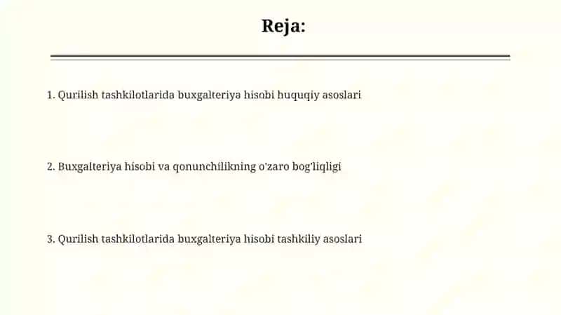 Qurilish tashkilotlarida buxgalteriya hisobi tashkiliy asoslari 2