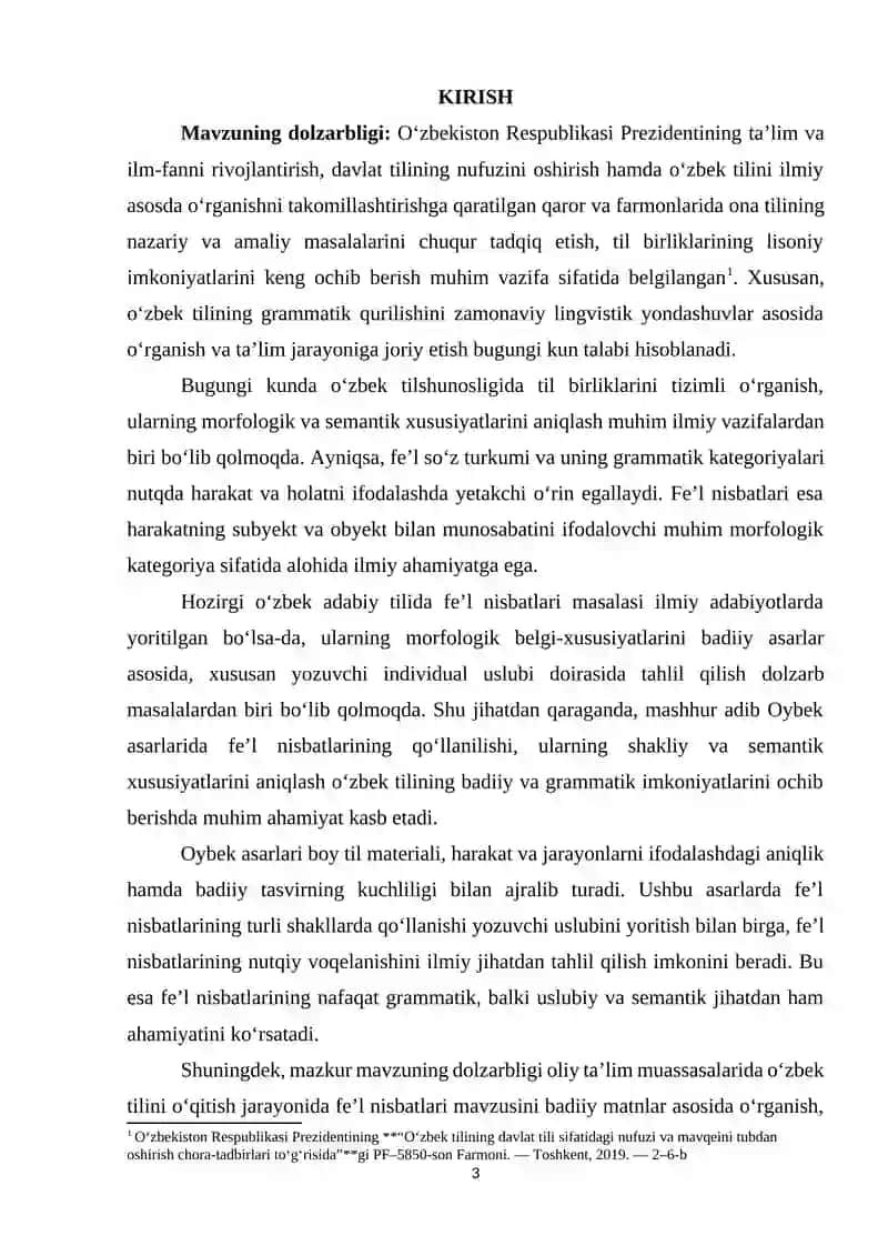 O‘ZBEK TILIDA FE’L NISBATLARINING MORFOLOGIK BELGI-XUSUSIYATLARI (OYBEK ASARLARI MISOLIDA) 2