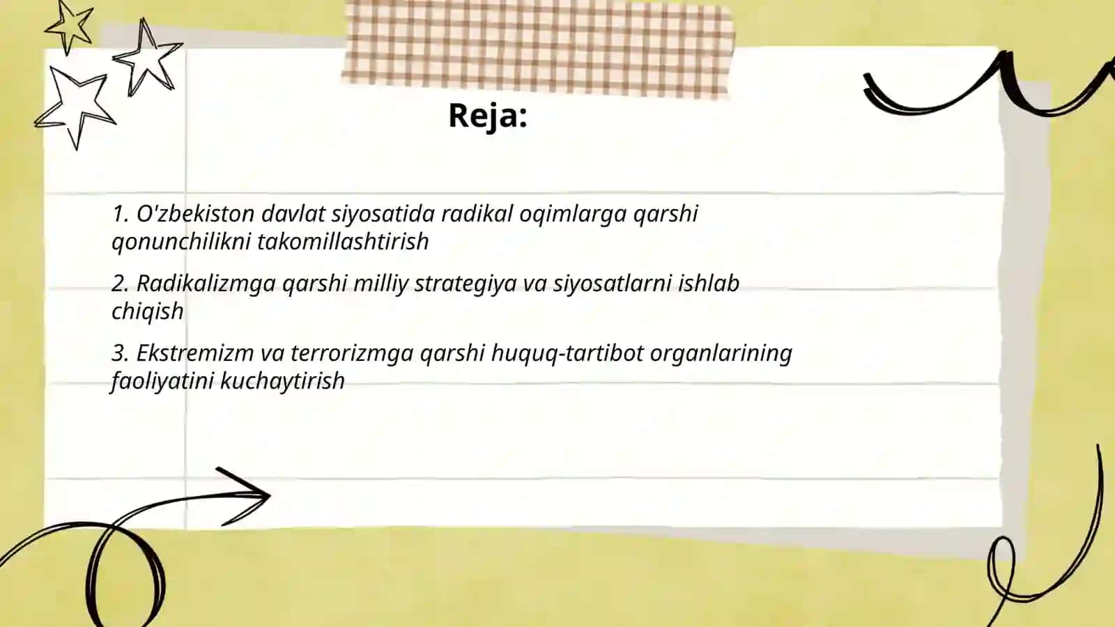 Ozbekiston davlat siyosatidan radikal oqimlarga qarshi kurashning yönalishlari 2