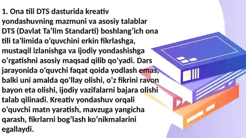 Boshlangʻich sinf ona tili DTS dasturi va darsliklarda kreativ yondashuv 2