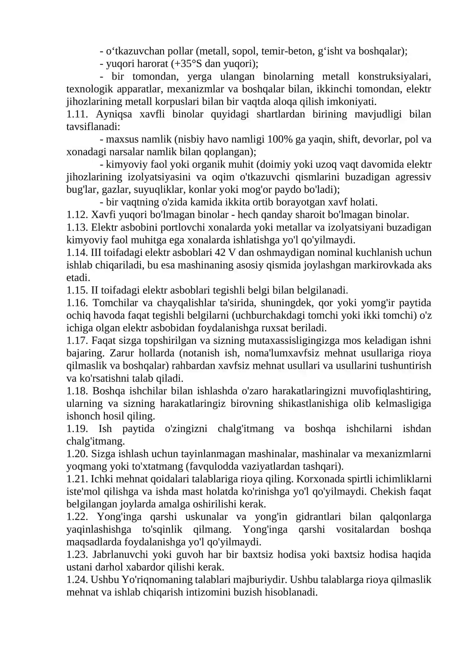 Fabrika elektr ta’minoti uskunalarda xavfsizlik qoidalari 2