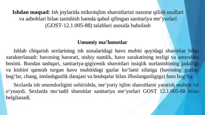 LABORATORIYA ISHIMAVZU: MIKROIQLIM SHAROITLARINI TADQIQ QILISH 2