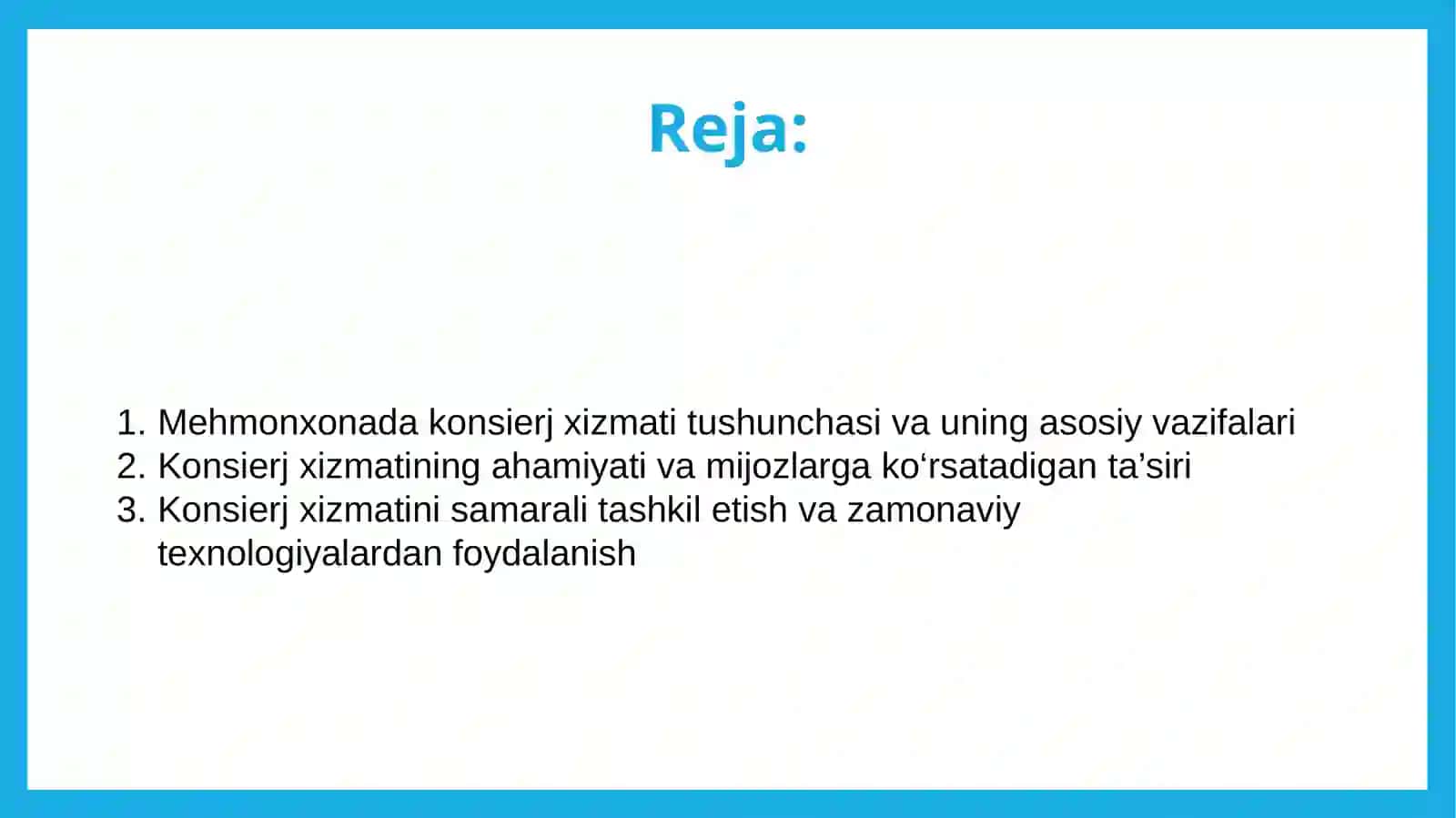 Mehmonxonada konsierj xizmati faoliyati yuritish 2