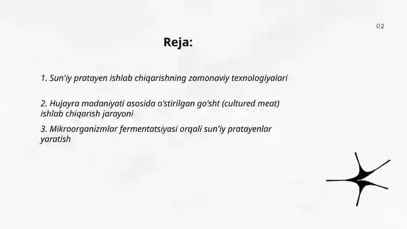 Sun'iy pratayen oziq moddalarni ishlab chiqarish va kelajakdagi imkoniyatlar 2