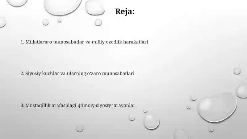 Mustaqillikka erishish arafasidagi ijtimoiy siyosiy jarayonlari 2