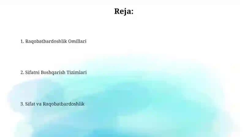 Sifat va raqobatbardoshlik 2