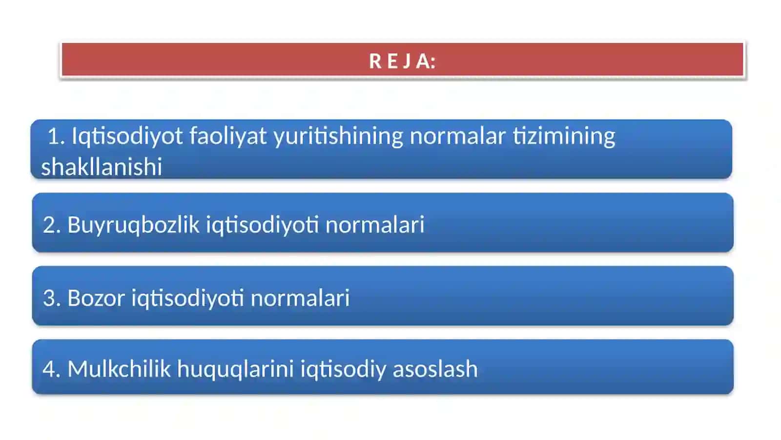 Reja va bozor institutlari 2