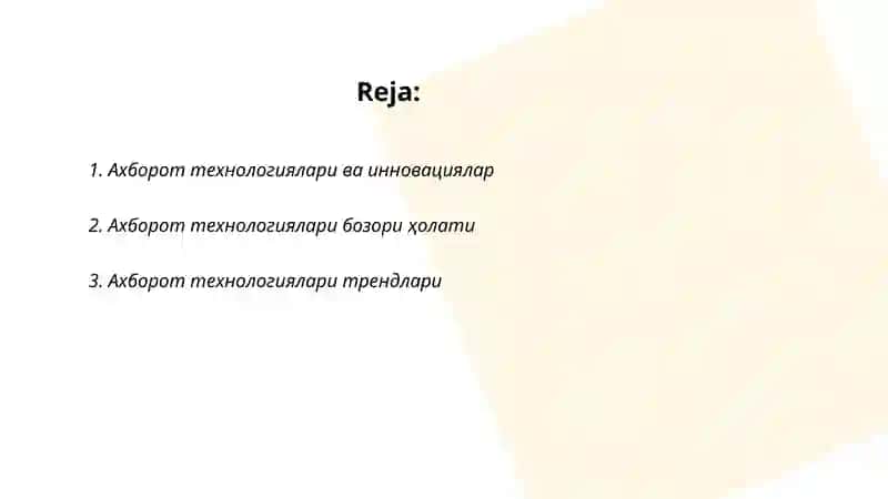 Ахборот технологиялари ва инновациялар 2