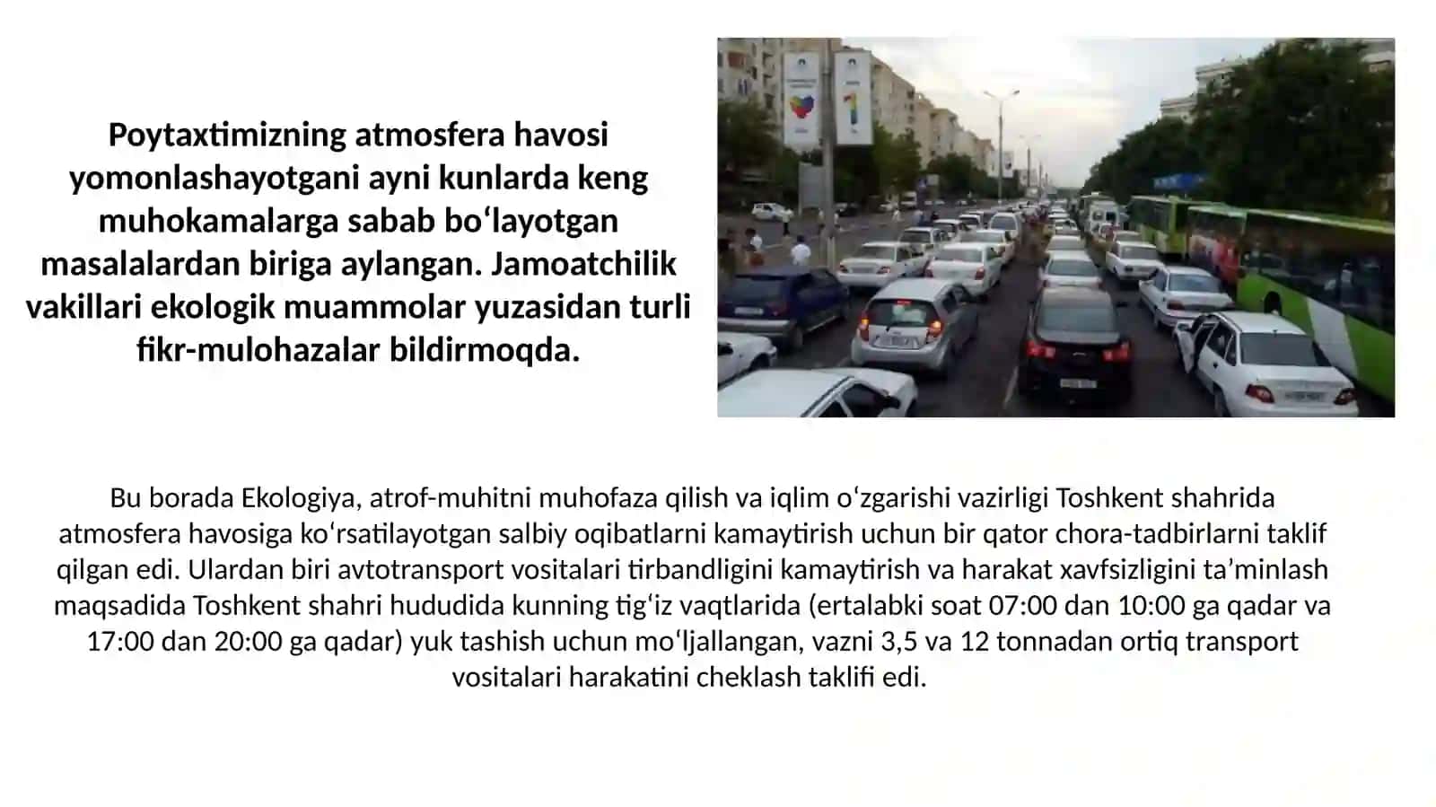 Atmosferani avtotransportlar bilan ifloslanishi 2