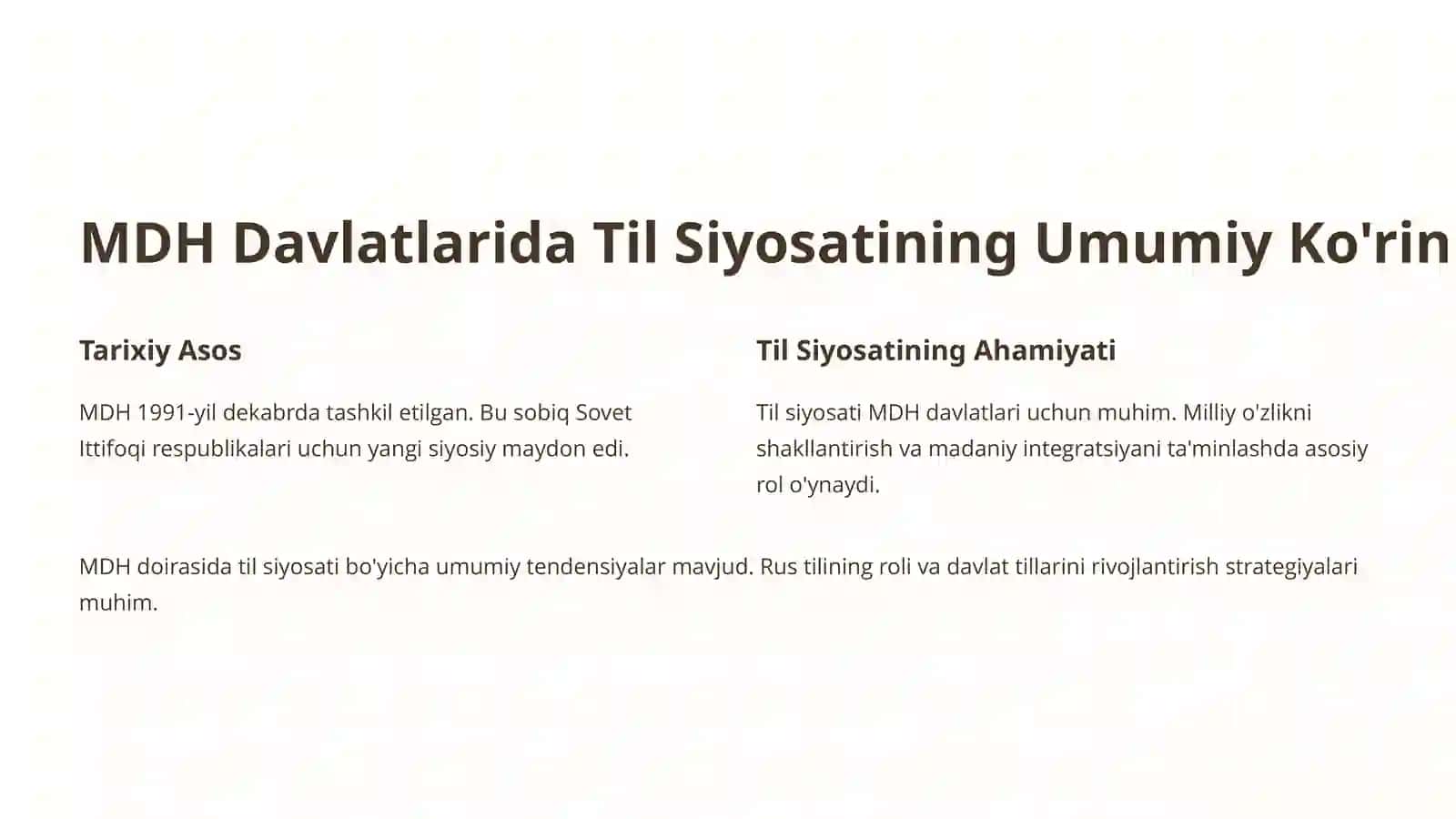 Mustaqil Davlatlar Hamdo'stligida til siyosati 2