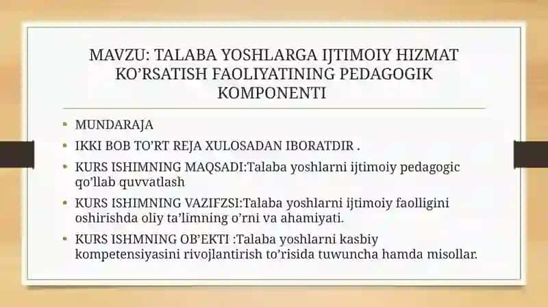 TALABA YOSHLARGA IJTIMOIY HIZMAT KO’RSATISH FAOLIYATINING PEDAGOGIK KOMPONENTI 2