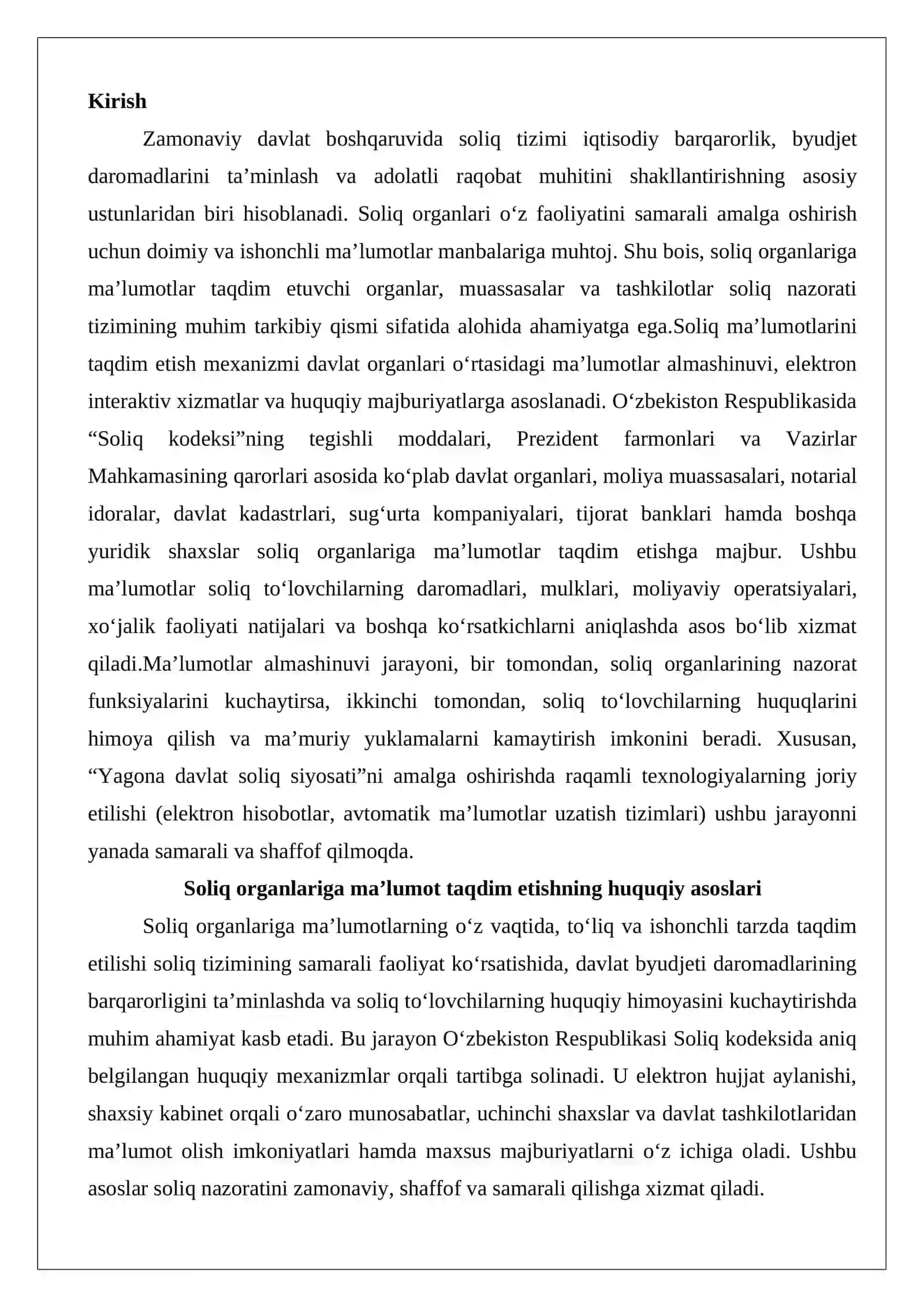 Soliq organlariga ma’lumotlar taqdim etuvchi organlar, muassasalar va tashkilotlar 2