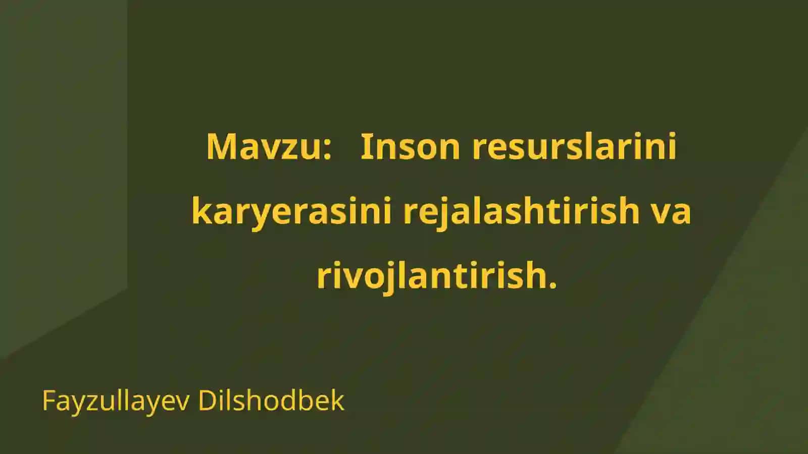 Inson resurslarini karyerasini rejalashtirish va rivojlantirish 2