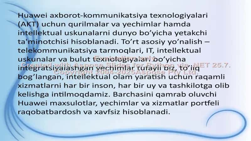 Huawei axborot-kommunikatsiya texnologiyalari (AKT) mahsulotlari 2