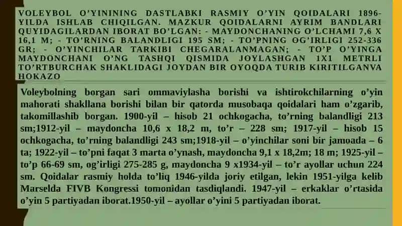 VALEYBOL DARSINI REJALASHTIRISH VA O‘TKAZISH TARTIBI 2
