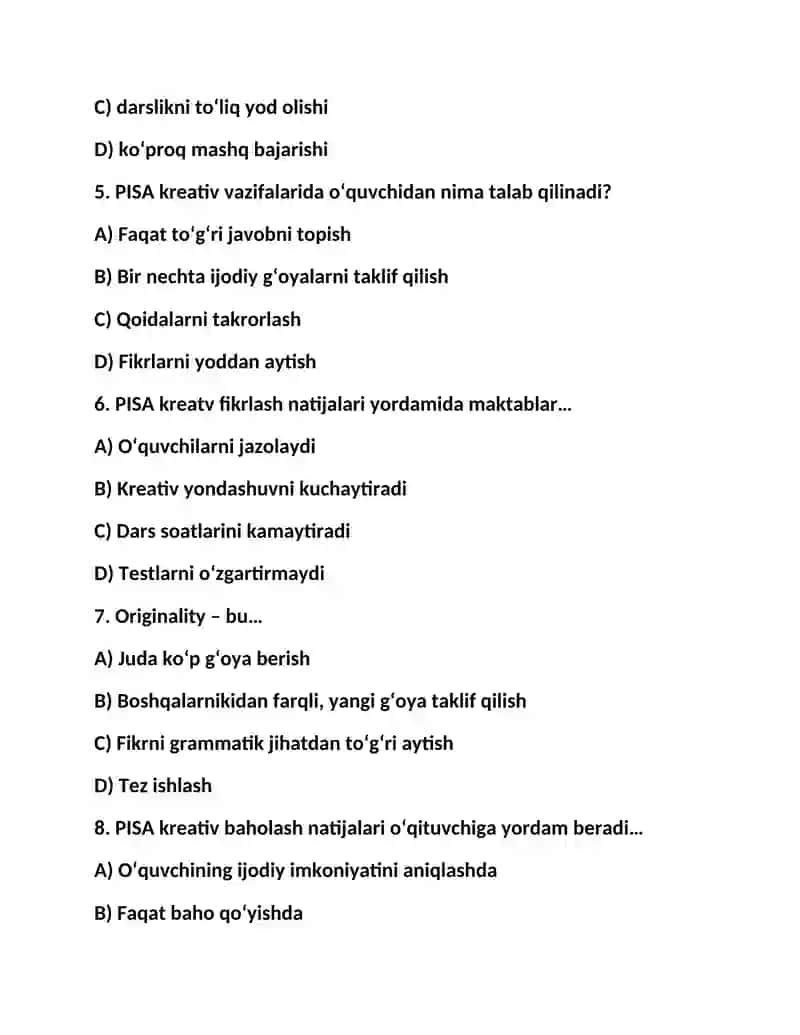 PISA kreativ fikrlash 2