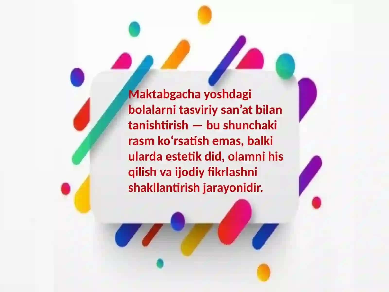 Maktabgacha yoshdagibolalarnitasviriysan’atasarlari bilantanishtirish 2