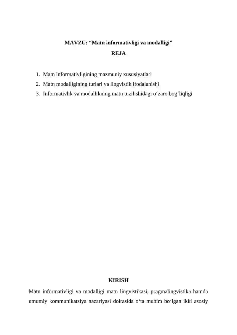 Matn informativligi va modalligi 2